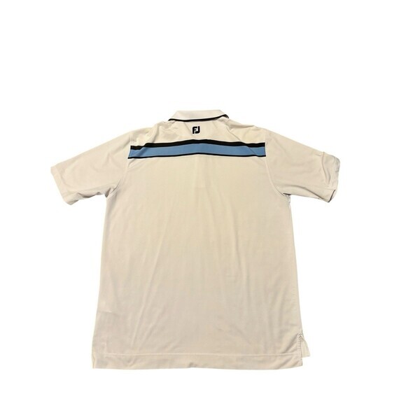 FootJoy FJ Polo Shirt XL White Blue Black Stripe Performance Golf‎ Mens - Picture 6 of 6